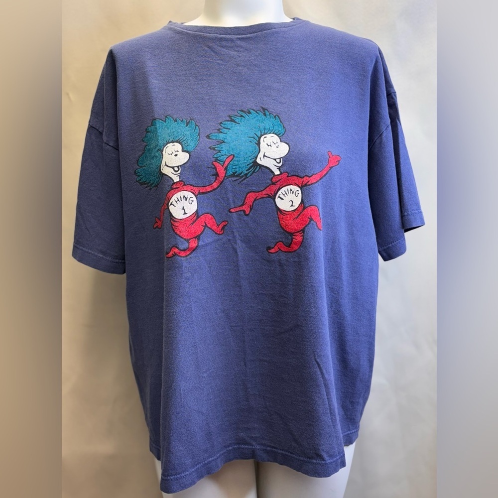 Dr. Seuss Vintage Thing 1 & Thing 2 Short Sleeve T-Shirt No Size Use Measurement